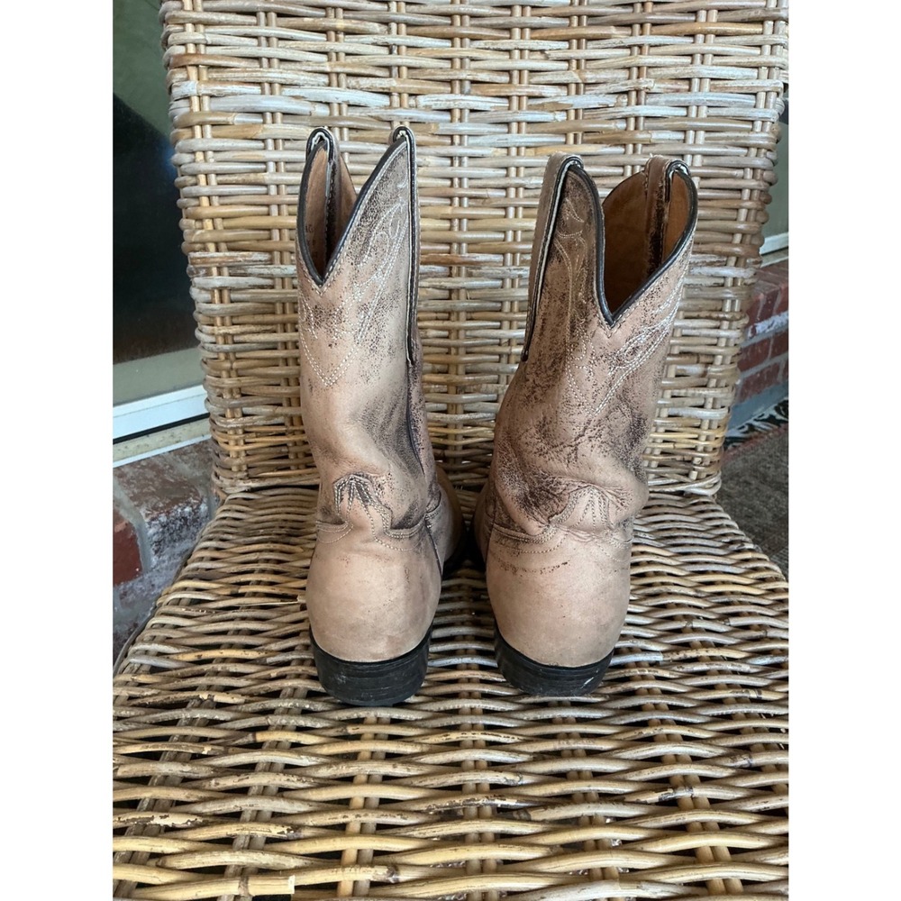 Miz Mooz Kactus Western Cowboy Boots Womens 8 Distressed Taupe Leather Snip Toe - Picture 9 of 12